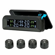 타이어 압력 모니터링 시스템 Wireless 태양에너지 TPMS 모니터 4개의 외부 센서가 있는 윈도우쉴드에 설치 실시간 디스플레이 온도 22-87 PSI 자동차 RV SUV MP