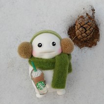 겨울 귀마개 지방이 크리스탈 차량용 석고방향제 선물Set (리필오일 5ml포함), 스탠드형, 그레이, 웨딩데이