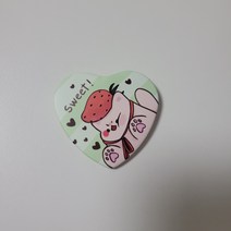 딸기 애옹이 하트 핀뱃지