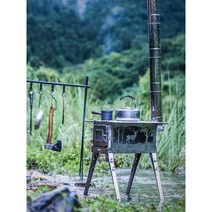 연통없는난로 펠렛난로 펠릿 야외용 캠핑용 캠핑화목난로 티타늄 차박 불멍, 양면 방화창 버전 캠핑 스토브(양쪽 엘크)