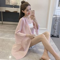 가디건코디 쉬폰가디건 여름 하프기장 얇은 걸치다 어깨 와이드 루즈핏 배합 슬립 끈나시 롱 원피스 아웃웨어 4643749733