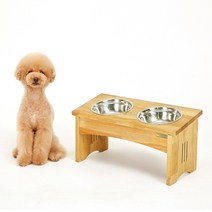 로블레 테이블 대형 2구 강아지 고양이 원목 식탁 식기 밥그릇, 경사_30cm