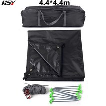 폴없이! 6x4.4m 블랙 초경량 방수포 야외 캠핑 생존 그늘막 천막 코팅 퍼걸러 텐트 해가리개, 01 4.4x4.4m