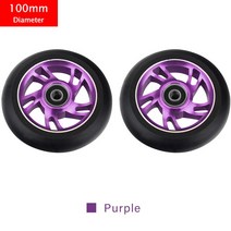 베어링이있는 100mm 스쿠터 휠 교체 알루미늄 내마모성 pu 스턴트 스쿠터 부품 킥 스쿠터 액세서리 2 개대, 100 보라색 나선, 협력사, 2개