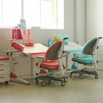 [키즈투유스]G6 1000 높이각도조절 책상+밥 높낮이의자 세트, 책상:책상아쿠아그린|의자:의자코랄레드