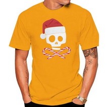 크리스마스 해골과 십자가 사탕 지팡이 산타 블랙 소프트 주니어 티셔츠 탑 레트로 O 넥 티셔츠, Men Ginger_XS