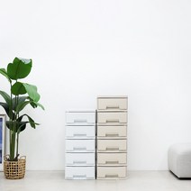 베이직 심플 라탄 플라스틱 4단 서랍장, 3단, 아이보리