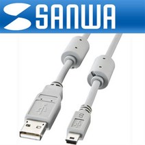 SANWA 고급형 USB2.0/미니 5핀 케이블 1.8m/KU-AMB518/Mini5P/2중 차폐 쉴드/트위스트 페어/EMI 필터/금도
