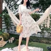 [] 투피스느낌 데일리 스모크밴딩 은은한 플라워패턴 원피스