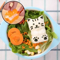 주먹밥틀 고양이 모양틀 김펀칭기 주먹밥 만들기 메이커 소풍 도시락 K569, 주황색, 1세트