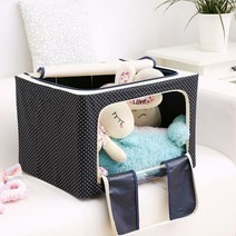땡땡이 리빙박스 튼튼한 철프레임 옷보관함, 66L