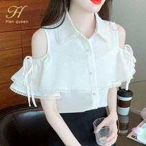 심플한 빈티지 작업 캐주얼 오프 숄더 셔츠 여성용 쉬폰 블라우스 한국 스타일 시리즈 신제품