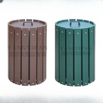 원목 원통형 휴지통 고급 실외 공원 쓰레기통 옥외