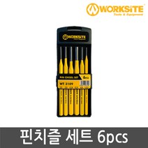 워크사이트 핀치즐세트 6pcs WT3109 Cr-V 단조강 가죽 목공 철 공예 구멍 타공 도구 펀처 부자재 공구