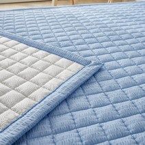 시원한 여름 침대 패드 풍기인견 100% 시어서커 마 삼베 냉 매트 카페트 싱글 슈퍼싱글 퀸, 06_샤베트_블루