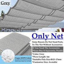대형어닝 차양 비 가림막 파고라 전동 자동 두꺼운 자외선 차단 HDPE 패브릭 Pergola 개폐식 웨이브 네트 테라스 발코니 슬라이딩 캐노피 수영장 선 커버, Grey+15mx6m