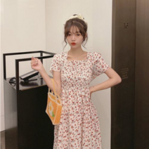 해외여행 여름옷으로 입고가기 좋은 플라워 반팔 밴딩 원피스