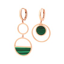 [비앤비골드]14K18K 언발 밀라카이트 원터치 귀걸이 SNE26985