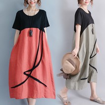 Yanda 큰언니 빅사이즈 롱원피스여름 반팔