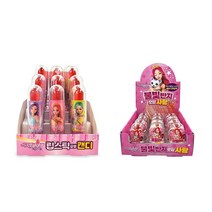 시크릿쥬쥬 립스틱캔디5g18입 + 불빛반지사탕 10g 12입, 1세트