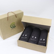 코튼알리오 40수코마사 스마일 수건선물세트 3P, 딥그레이