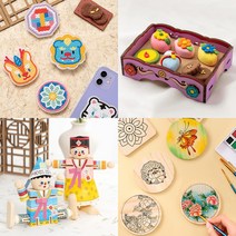 초등 유치원 어린이집 명절 설날 추석 만들기 집콕 클레이 놀이 송편 전통 스티커 민화 팽이 만들기 키트 촛대 보석십자수 한복 컵받침 노인대학 돌봄교실 실팽이 만들기, 02_전통 스티커, 십장생