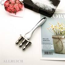 ALLRUICH 자기 포크 자오선 산 방전 막대 림프 힘줄 준설 스테인레스 마사지 도구, G 아연 합금 3구 마사지 스틱 아이스 크리스탈 실버