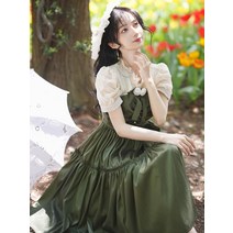 경성 의복 개화기 의상 레트로 빈티지 복고풍 원피스 그린 레이스 드레스