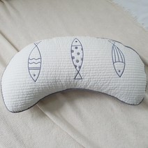 누비앤 피쉬 자수 반달 메밀 베개, 아이보리, 1개