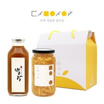 담아요 수제과일청 선물세트(포장무료) 각종답례품 부모님선물 추석명절선물, 1세트, (2구포장)생강청(국산유리병)+모과청650g