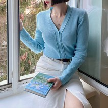 [울50/색감맛집] 래쉬 브이넥 Y 골지 울 니트 가디건
