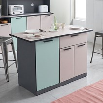 [에타홈] 아이랜드 식탁 공간활용 홈카페 원룸 아일랜드 홈바 수납장 조리대 인테리어, 믹스(상판핑크)