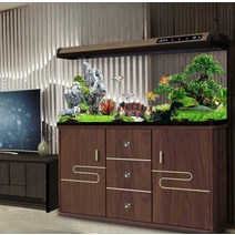 수조 자동청소 LED 물고기 새우 가재 니모 아크릴어항 받침대 단품 반수생, 120CM 수조(온도 표시 포함) + 조경