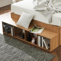 1478x300 가로형 오픈수납 책장 퀸 Q 침대 계단, 화이트