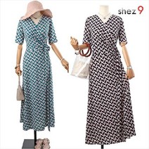 쉬즈나인 레이첼 나염 롱 랩원피스