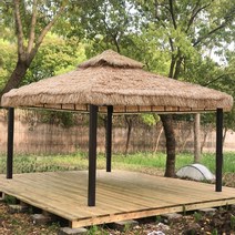 옥상 테라스 초가 원두막 조립식 공원 그늘 캐노피, 3 X 4m (단일커튼 선택)(사진참조)