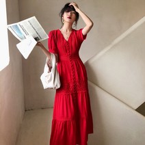 호캉스 풀빌라 미니 임산부 휴가 빅사이즈 비치원피스 민소매 커버업 해외여행 제주도 트임, XL, 550레드반팔