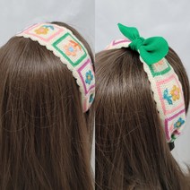 손뜨개 헤어밴드 크로숴 코바늘 꽃자수 머리띠 니트 리본