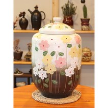 소금 항아리 10kg 야생화 꽃그림 쌀독