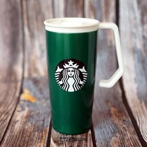 STARBUCKS 스타벅스 SS 그린 처비 핸들 텀블러 473ml, 1개