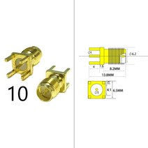 용접용품 1pc sma 남성여성 rf 동축 커넥터 pcb 2 홀 패널 마운트 솔더 포스트 와이어 터미널 어댑터 금도금 도매 가격, 유형 10