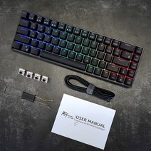 JINUS 레이저키보드 무접점키보드 RGB 기계식 Royal Kludge RK68RK855/RK71 무선 65% 소형 키보드 68 키 블루투스 핫 스왑 가능 게임용, [01] RK Hot-swap Blue, [01] RK68 RGB Black