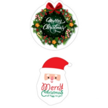 크리스마스스티커(리스&산타2종) / 리스(70x68mm) 산타(50x68mm) / 5장(40개) / 시즌상품 교환 반품 불가 / 성탄스티커 / 크리스마스포장스티커 / 크리스마스데