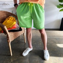 웨일즈 네온컬러 빈티지 컷팅 데끼 3단 쭈리 트레이닝 밴딩 반바지_(5 Colors)