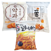 아리랑 꿀미니건빵1개+우리쌀약과1개+꽈배기1개 총3개, 단품