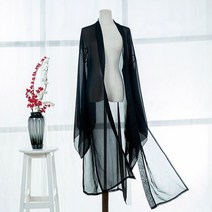 한복정장 삼베 단색 얇은 명주 그물 한푸 가디건 고대 와이드 소매 셔츠 당나라 고전 무용 의상 무대