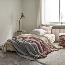 포근한 양면 극세사 멜로스티칭 리본자수 블랭킷, 핑크