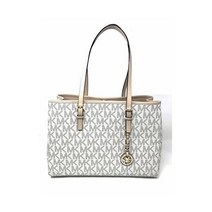 마이클 코어스 제트 세트 여행용 바닐라 PVC 대형 EW 토트 숄더백 골드 사첼 가방