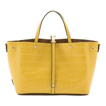 [발코스] 토트 백 악어 형 푸시 샤이닝 가죽 토트 여성 ONESIZE 겨자