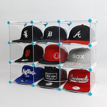 엠블럭&스페셜 스냅백정리함 뉴에라모자보관함 모자보관함 야구모자정리함 골프모자정리 모자진열대 수납장, 3층x3칸 9칸형(뒷덮개포함)